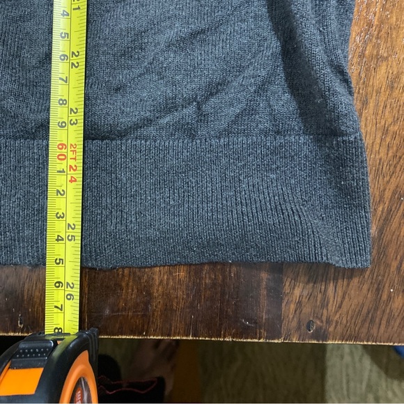 Tommy Hilfiger Sz L Mens Knit Sweater Grey Logo V-Neck Pullover Jumper - Picture 13 of 14
